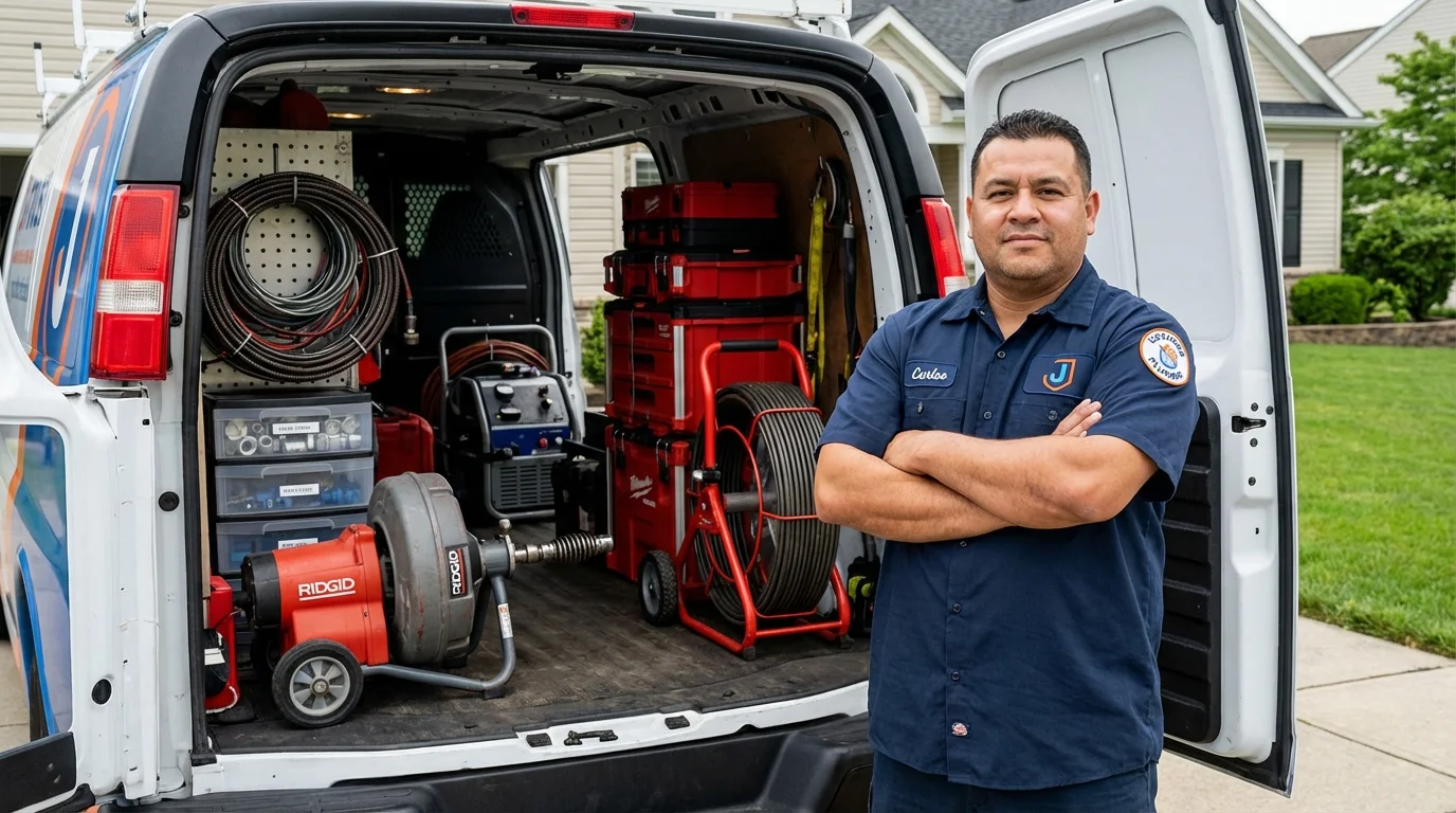 Professional drain cleaning equipment and Johns Plumbing LLC plumber in Morton