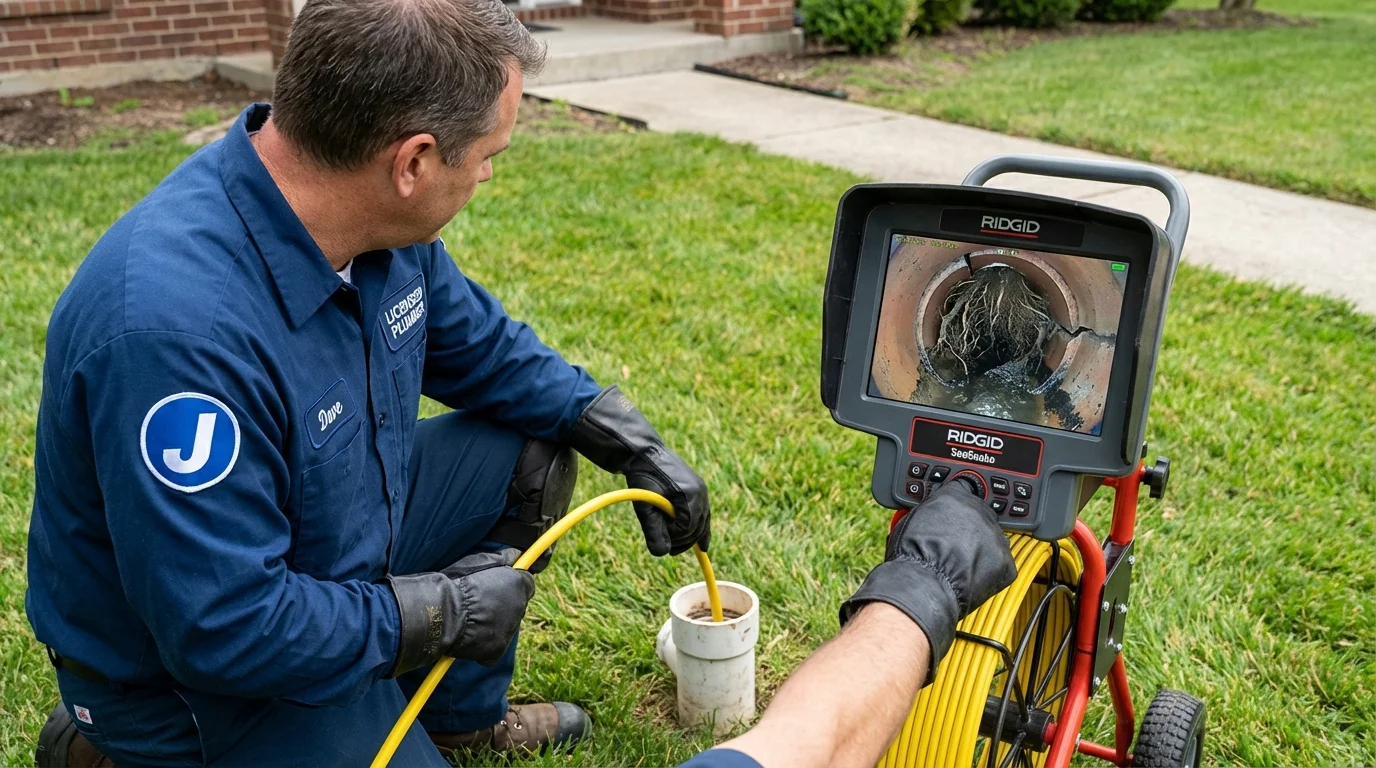 Sewer camera inspection being performed by Johns Plumbing LLC in Morton