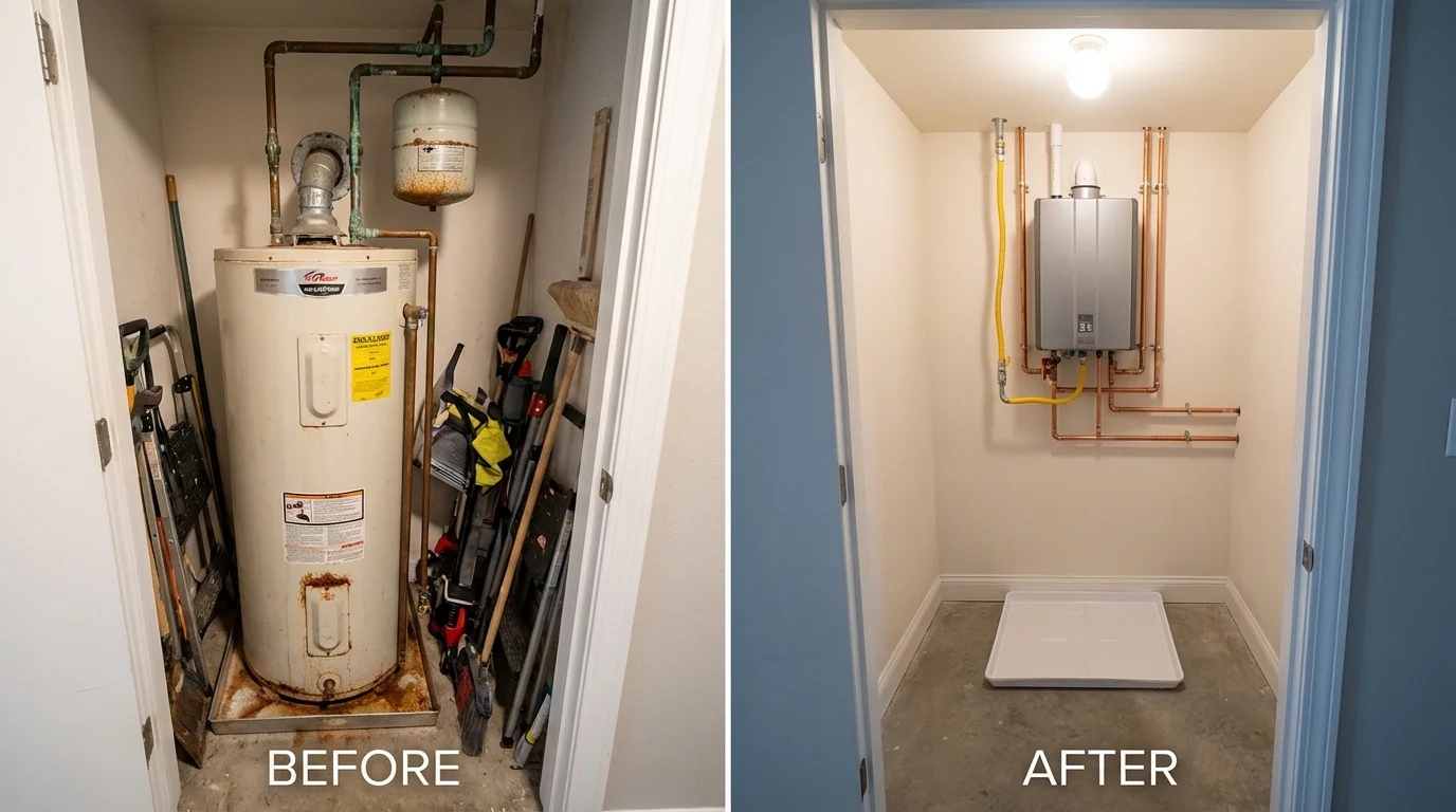 Tank water heater versus wall-mounted tankless unit comparison for Morton, MS homeowners