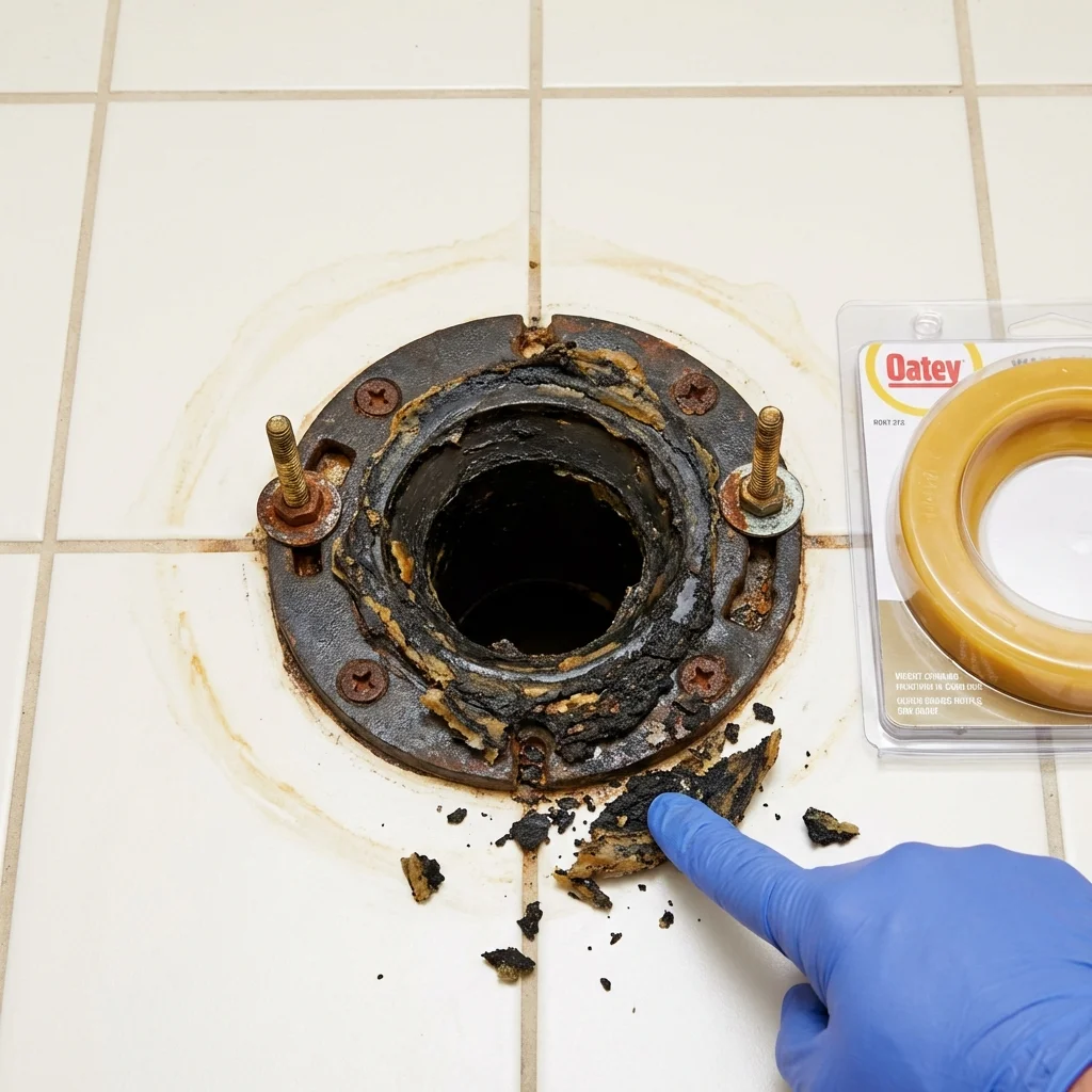 Failed wax ring showing water seepage at the base of a toilet in a Morton, MS home